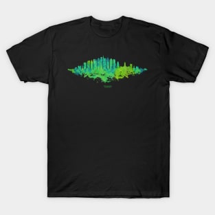 Philadelphia City Skyline - Watercolor Green, blue T-Shirt